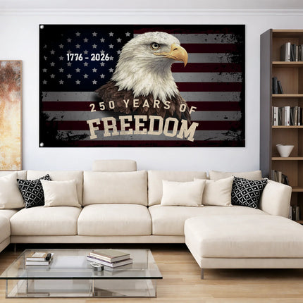 250 Years of Freedom Bald Eagle Patriotic House Flag America 250 HOF9 - Charming Present