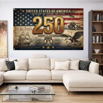 United States of America 250 Years of Freedom Iwo Jima Tall Ship House Flag