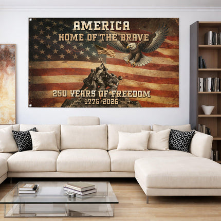 America Home of the Brave Iwo Jima 250 Years of Freedom House Flag