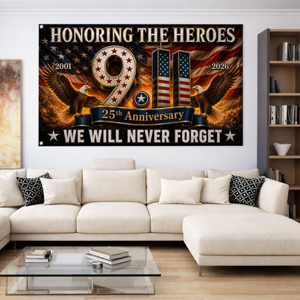 Patriot Day 25th Anniversary Double Eagle Honoring Heroes Grommet Flag