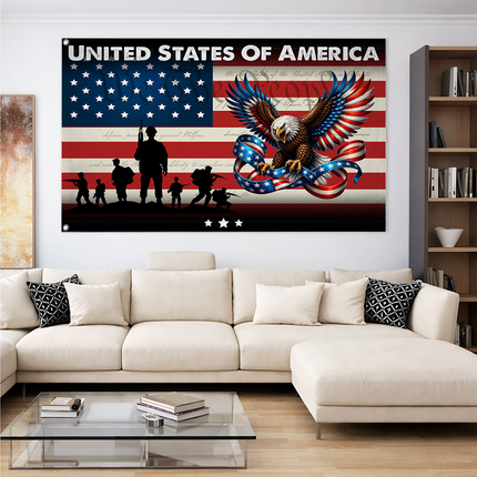 SP-01 American Pride Flag Eagle Soldier Tribute Military Reunion