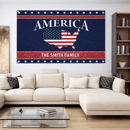Personalized America USA Map Patriotic American House Flag