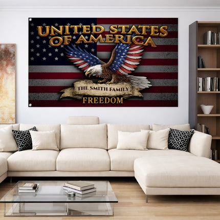 Personalized USA Constitution Eagle American House Flag