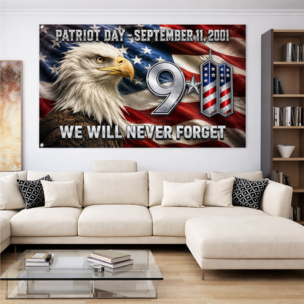 Patriot Day 25th Anniversary Bald Eagle Never Forget Grommet Flag