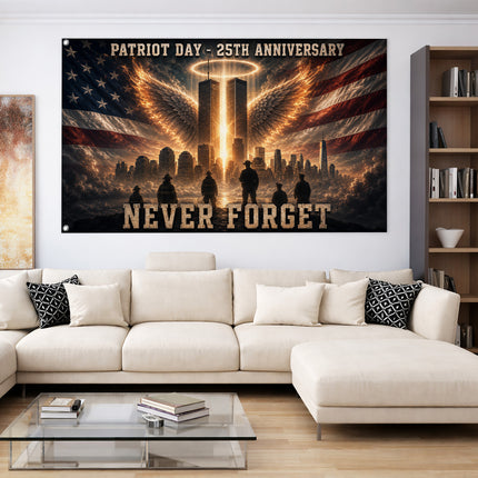 25th Anniversary Patriot Day Angel Wings Twin Towers First Responder Grommet Flag