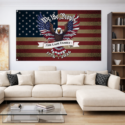 Personalized We The People Patriotic Eagle Flag