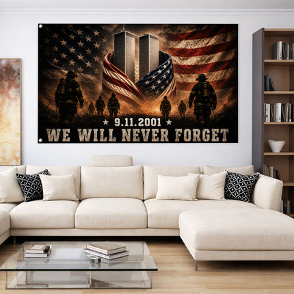 25th Anniversary Patriot Day Firefighter Honor Guard Twin Towers Grommet Flag