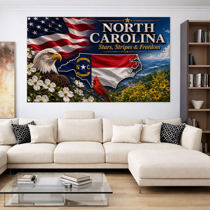 North Carolina Grommet Flag Stars Stripes Freedom Eagle Cardinal