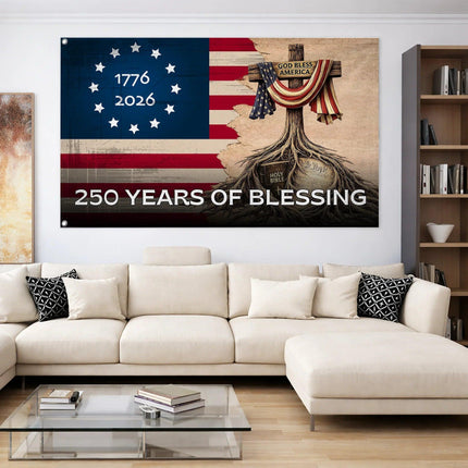 250 Years of Blessing Christian Patriot House Flag America 250 HOF12 - Charming Present