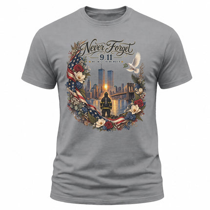 25th Anniversary Patriot Day 911 Never Forget Firefighter Memorial T-Shirt