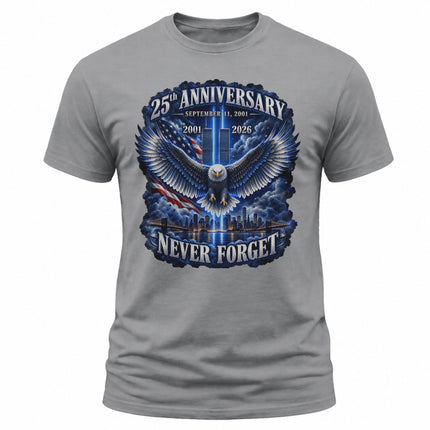25th Anniversary Patriot Day 911 Eagle Twin Towers Never Forget T-Shirt