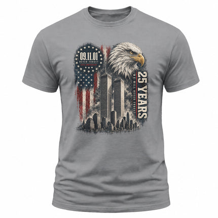 25th Anniversary Patriot Day 911 Never Forget Eagle Memorial T-Shirt