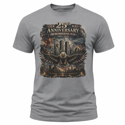 25th Anniversary Patriot Day 911 Remembering 9/11 American Eagle Memorial T-Shirt