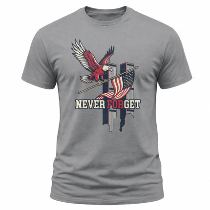 9/11 Never Forget Bald Eagle American Flag Patriot Day Memorial T-Shirt
