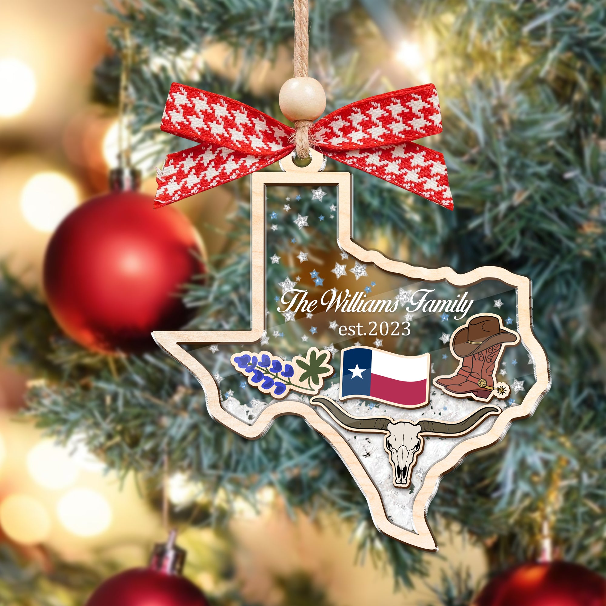 Custom Family Name Christmas In Texas 2023 Ornament