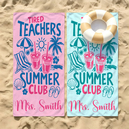 Personalized Teacher Beach Towel Summer Club Custom Name