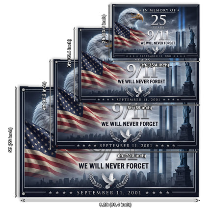 Patriot Day 25th Anniversary Eagle Tribute in Light Memorial Grommet Flag