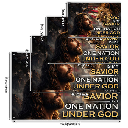 SP-01 Jesus Is My Savior Christian Patriotic Flag One Nation Under God