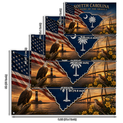 South Carolina Grommet Flag Home of the Brave Eagle Lighthouse