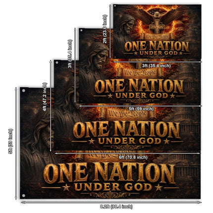 One Nation Under God Jesus Eagle Grommet Flag