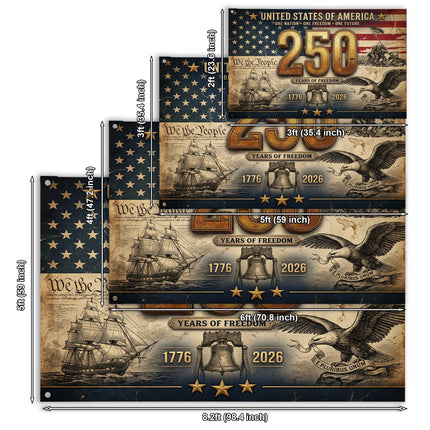 United States of America 250 Years of Freedom Iwo Jima Tall Ship House Flag