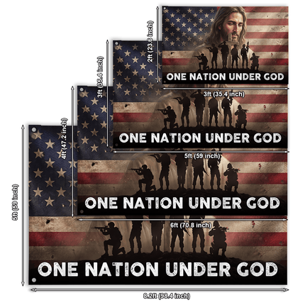 One Nation Under God Jesus Military Grommet Flag