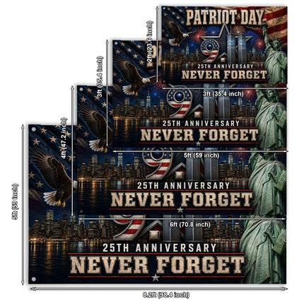 Patriot Day 25th Anniversary Never Forget Grommet Flag