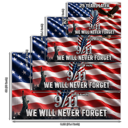 Patriot Day 25th Anniversary 25 Years Later Eagle Memorial Grommet Flag