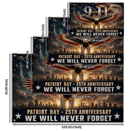 Patriot Day 25th Anniversary Soaring Eagle Never Forget Grommet Flag