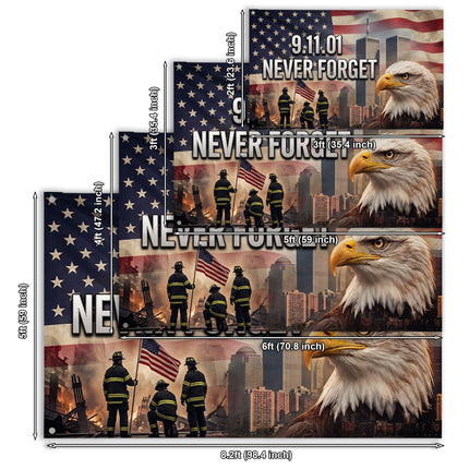 Patriot Day 25th Anniversary Firefighters Eagle Never Forget Grommet Flag
