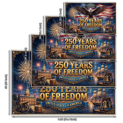 United States of America 250 Years of Freedom Independence Hall Tall Ship House Flag