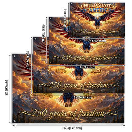 United States of America 250 Years of Freedom Soaring Patriot Eagle Mountain House Flag