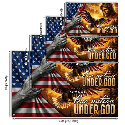 One Nation Under God Revealing Jesus Grommet Flag