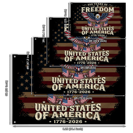 United States of America 250 Years of Freedom Vintage Eagle Banner House Flag