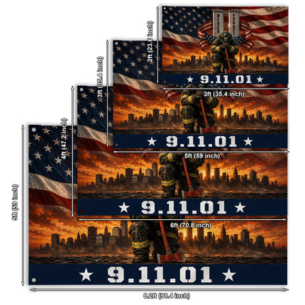 Patriot Day 25th Anniversary 343 Firefighter Never Forget Grommet Flag