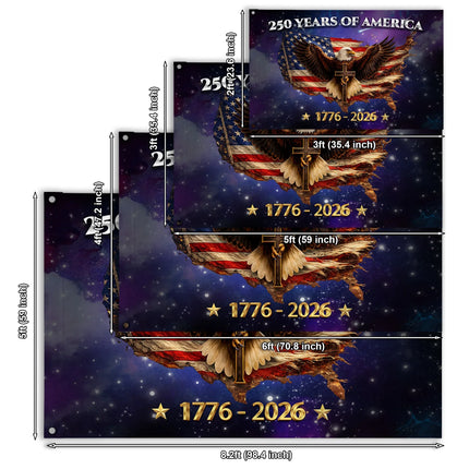 250 Years of America Eagle Cross Patriotic House Flag
