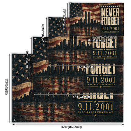 Patriot Day Never Forget 9.11 25th Anniversary Memorial Grommet Flag