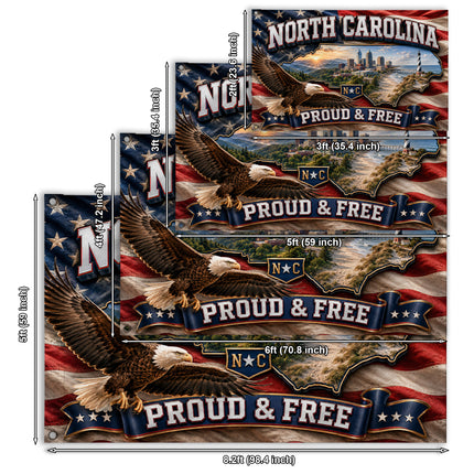North Carolina Grommet Flag Proud and Free Eagle Coastal State Map