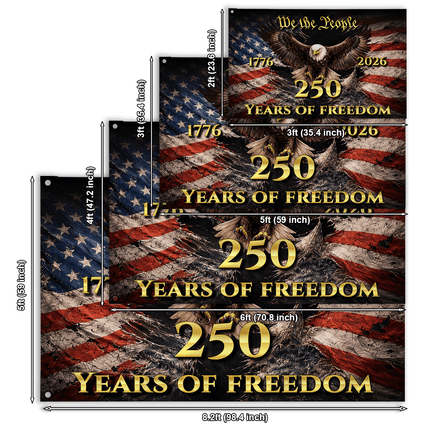 We The People Eagle Torn Flag 250 Years of Freedom House Flag