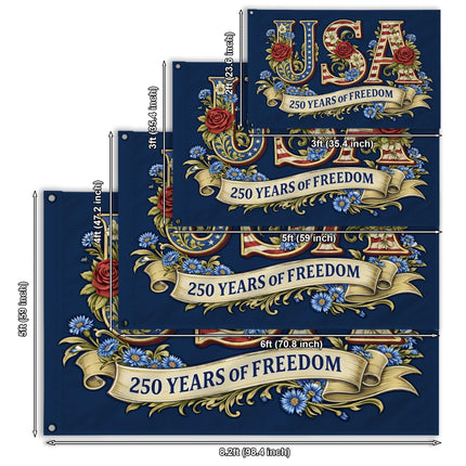 USA Floral 250 Years of Freedom America 250 House Flag
