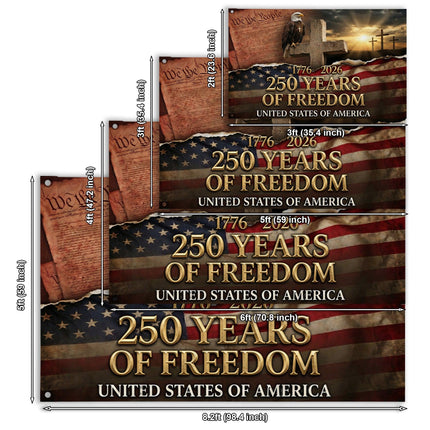 United States of America 250 Years of Freedom Christian Cross We The People House Flag