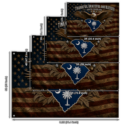 South Carolina Grommet Flag Thankful Grateful Blessed Eagle Palmetto