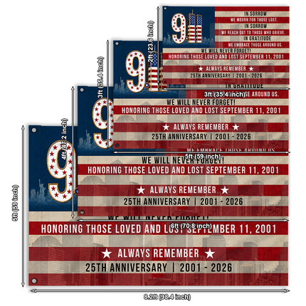 Patriot Day 25th Anniversary Always Remember 9.11 Memorial Grommet Flag