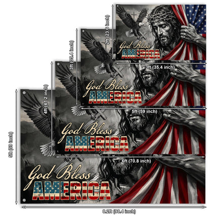 God Bless America Jesus Eagle Grommet Flag