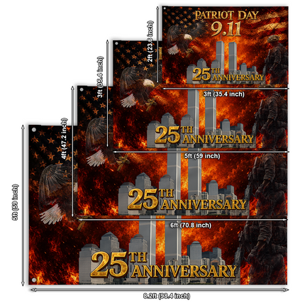 25th Anniversary Patriot Day Soldier Eagle Twin Towers Tribute Grommet Flag