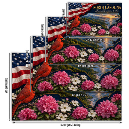 North Carolina Grommet Flag Mountains to Sea Cardinal Floral