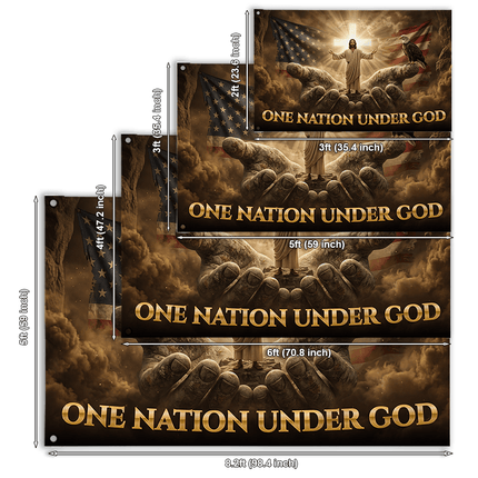 One Nation Under God Hands Jesus Grommet Flag