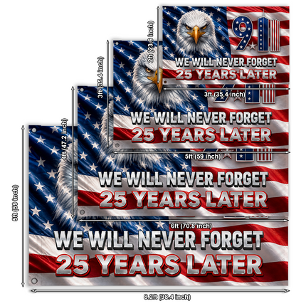 Patriot Day 25th Anniversary Stars Stripes Bald Eagle Grommet Flag