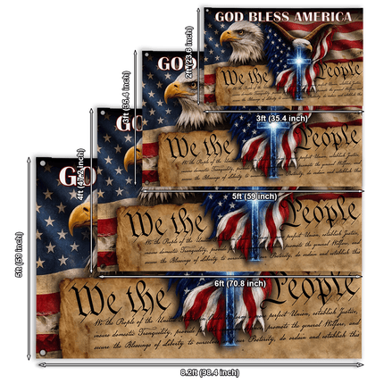 God Bless America We The People Grommet Flag
