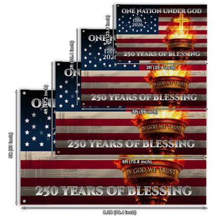 One Nation Under God Christian Patriot Flag America 250 HOF16 - Charming Present